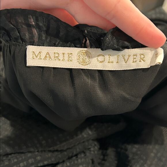 Marie Oliver Maya Women’s Black Midi Dress Linen Silk Blend Bow Straps Size Med - Picture 12 of 15